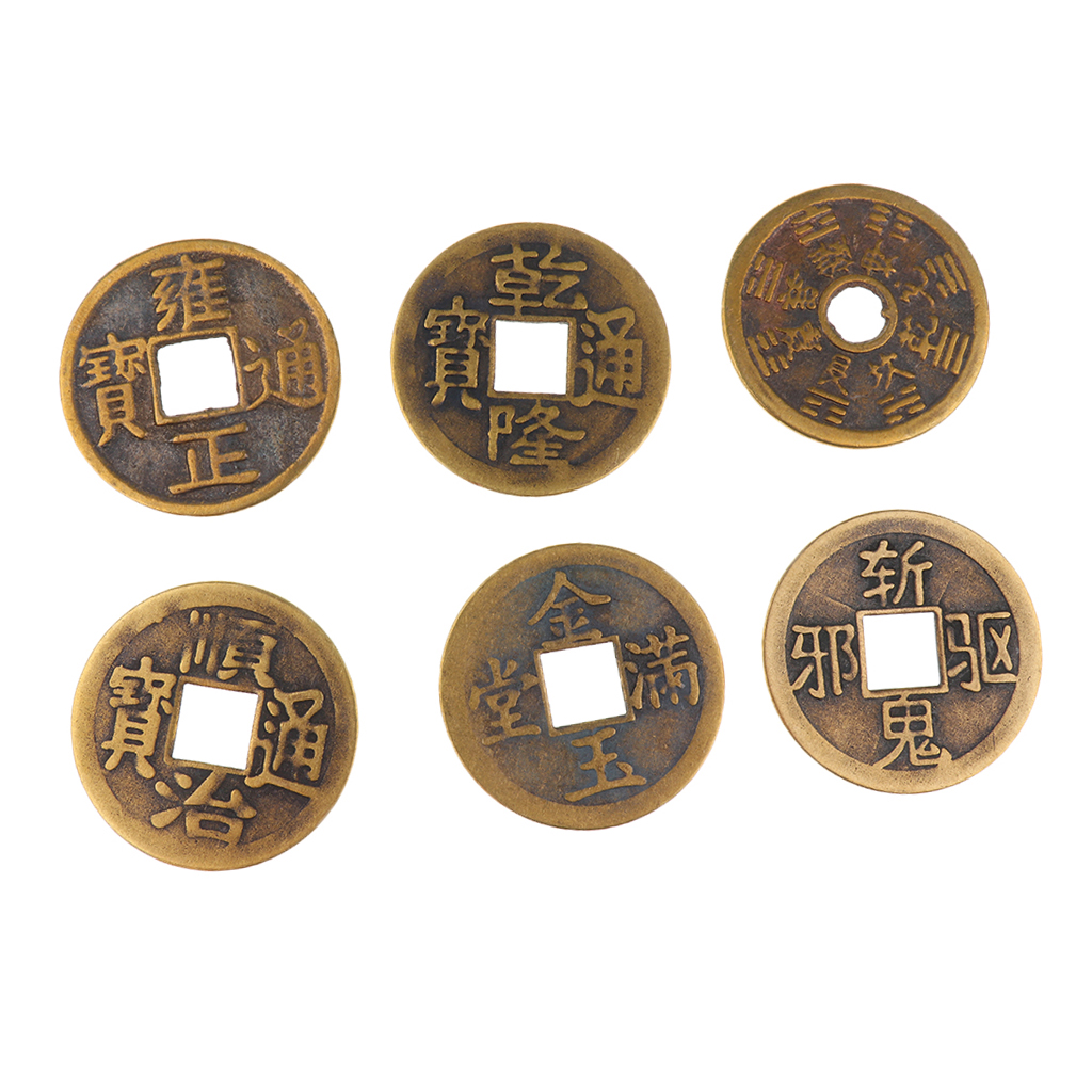 Set of 6 Feng Shui Coins Chinese I-Ching Coins Fortune Coin 4.2cm (1.65'')
