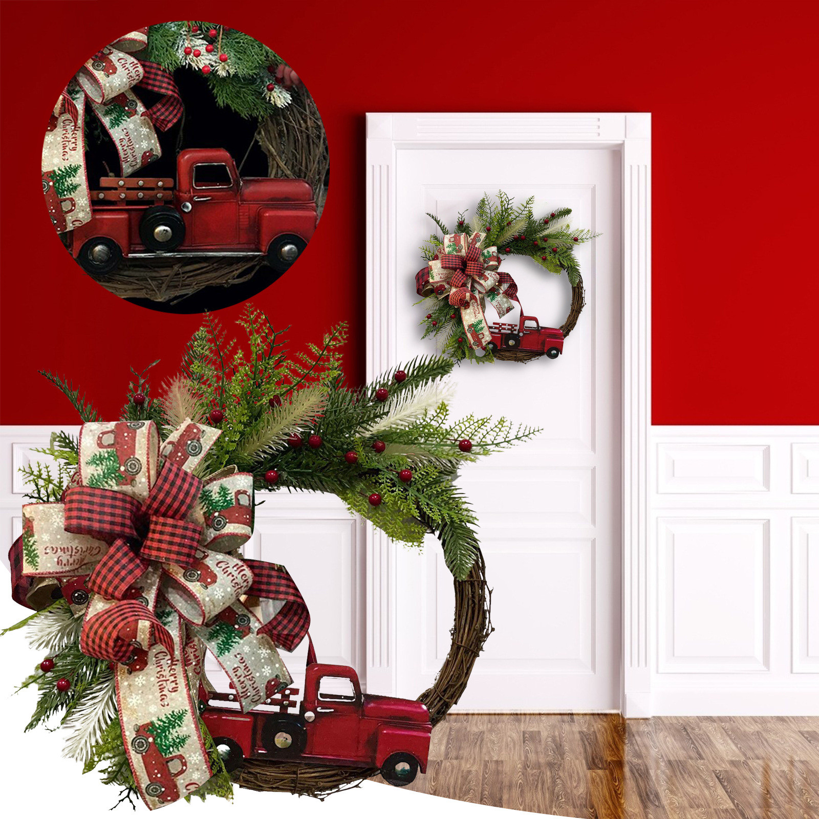 2022 Christmas Wreath Car Bows Garlands Hanging Ornaments Decor Door H – Housebake