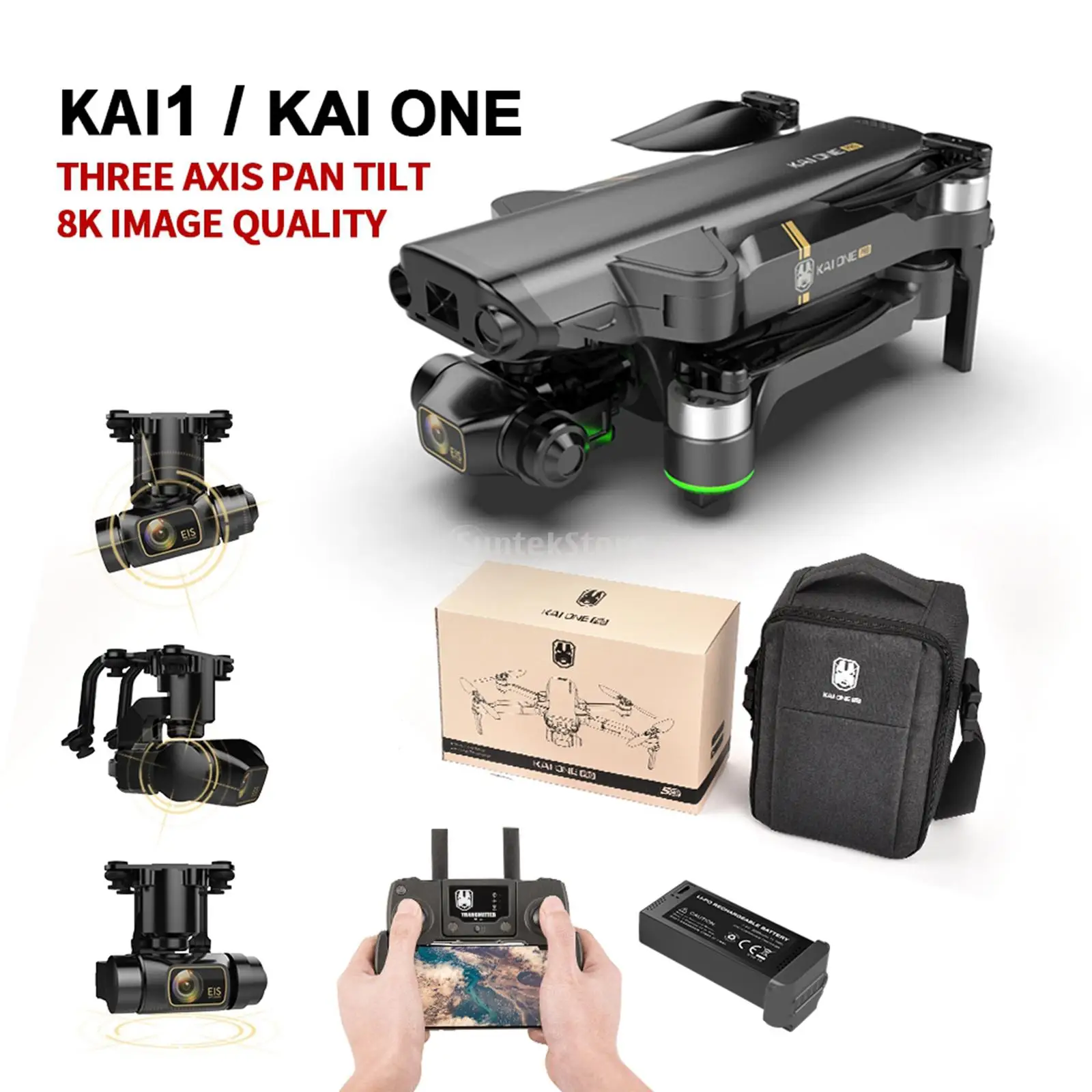 KAI One Pro GPS Drone Foldable FPV RC Quadcopter 3-Axis Gimbal Auto Return Folding RC Drone Quadcopter Aircraft HD Camera
