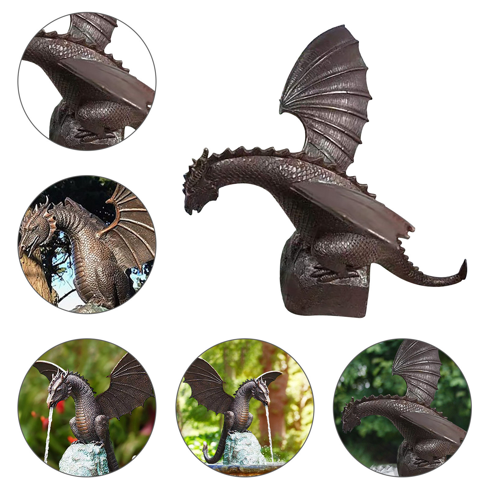 Water Fountain Garden Statue Water Spray Dragon Fire-breathing Pattern ...