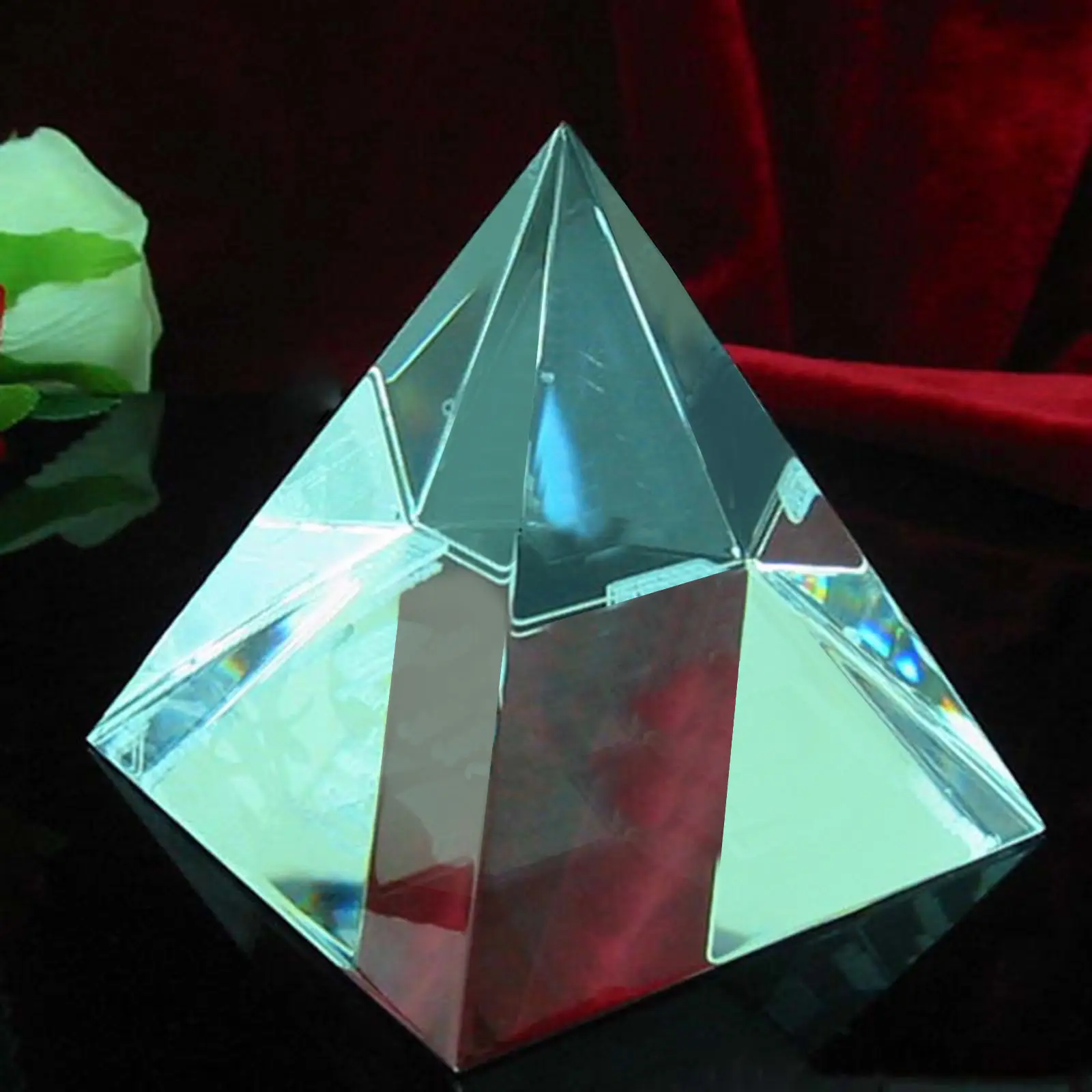 Clear Crystal Pyramid Prism K9 Artificial Crystal Paperweight Home Decor Craft Statue Photography Science Optics DIY