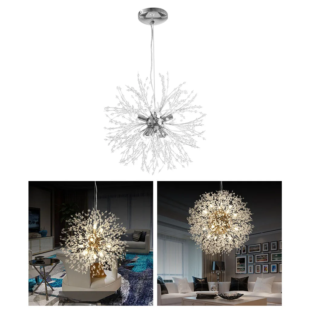 Nordic Dandelions Crystal Chandelier Light LED Pendant Lamp for Living Room
