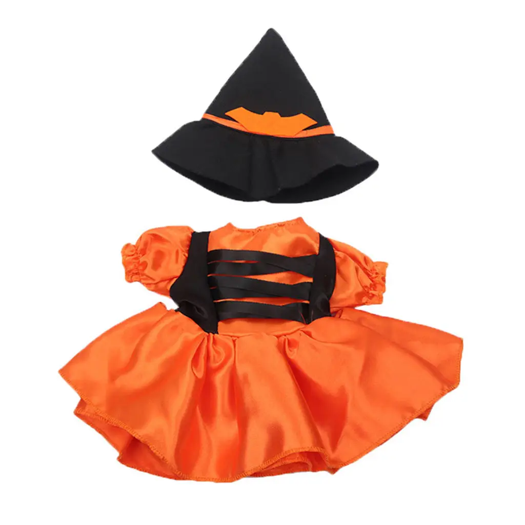 18 Inch American Doll Girls Clothes Halloween Pumpkin Colored Witch Costume Born Baby Toys Accessories 43 Cm Boy Dolls Gift
