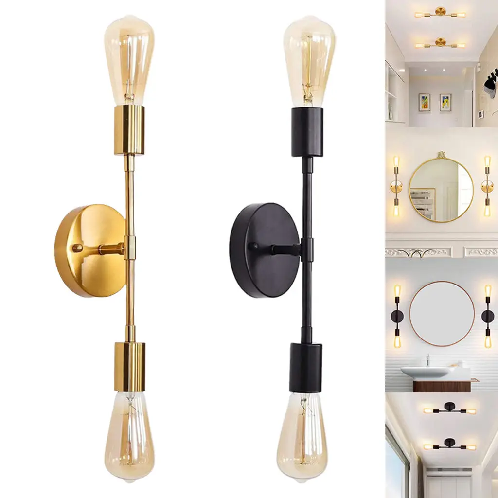 Wall Sconce Double Head Iron Easy Installation Decorative Lantern Vertical Horizontal for Kitchen Aisle Office Restaurant