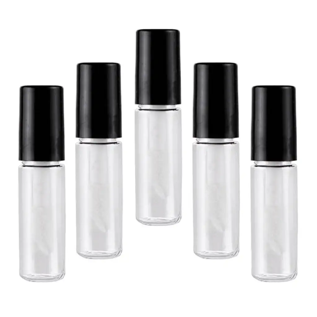 Plastic PETG 5pcs Refillable 2ml Clear Mini Liquid Lip Gloss Glaze Balm Tube Bottle with Wand for Lipstick Samples Women Girls
