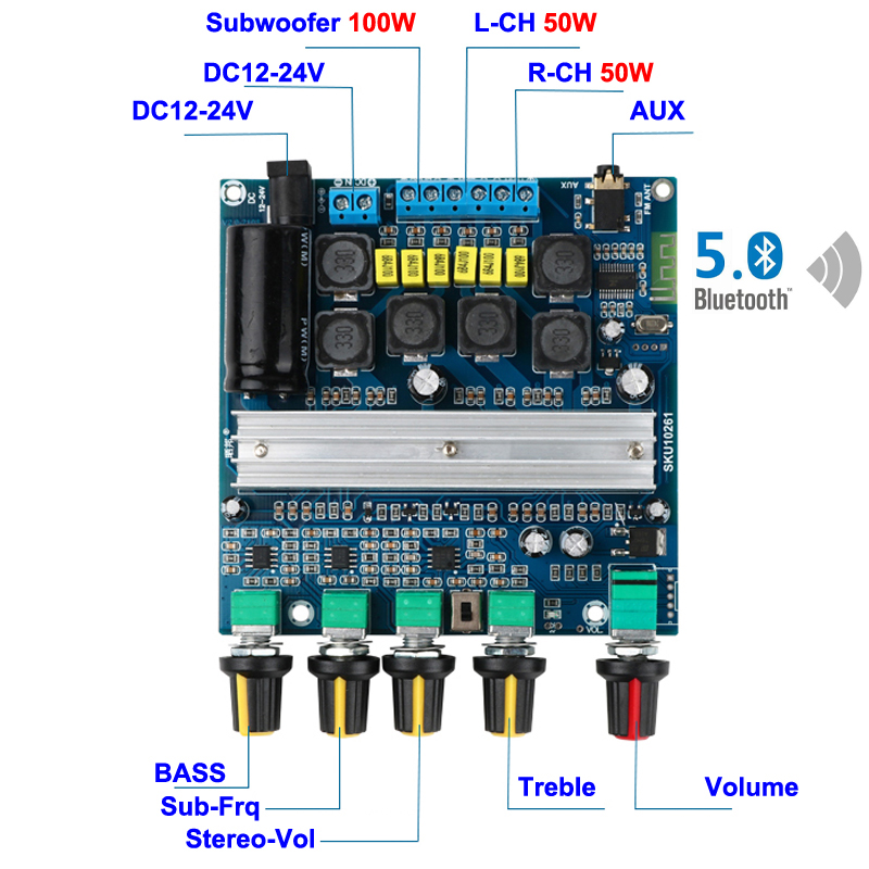 Title 1, 2*50W+100W TPA3116 Bluetooth 5.0 HIFI Power Sub...