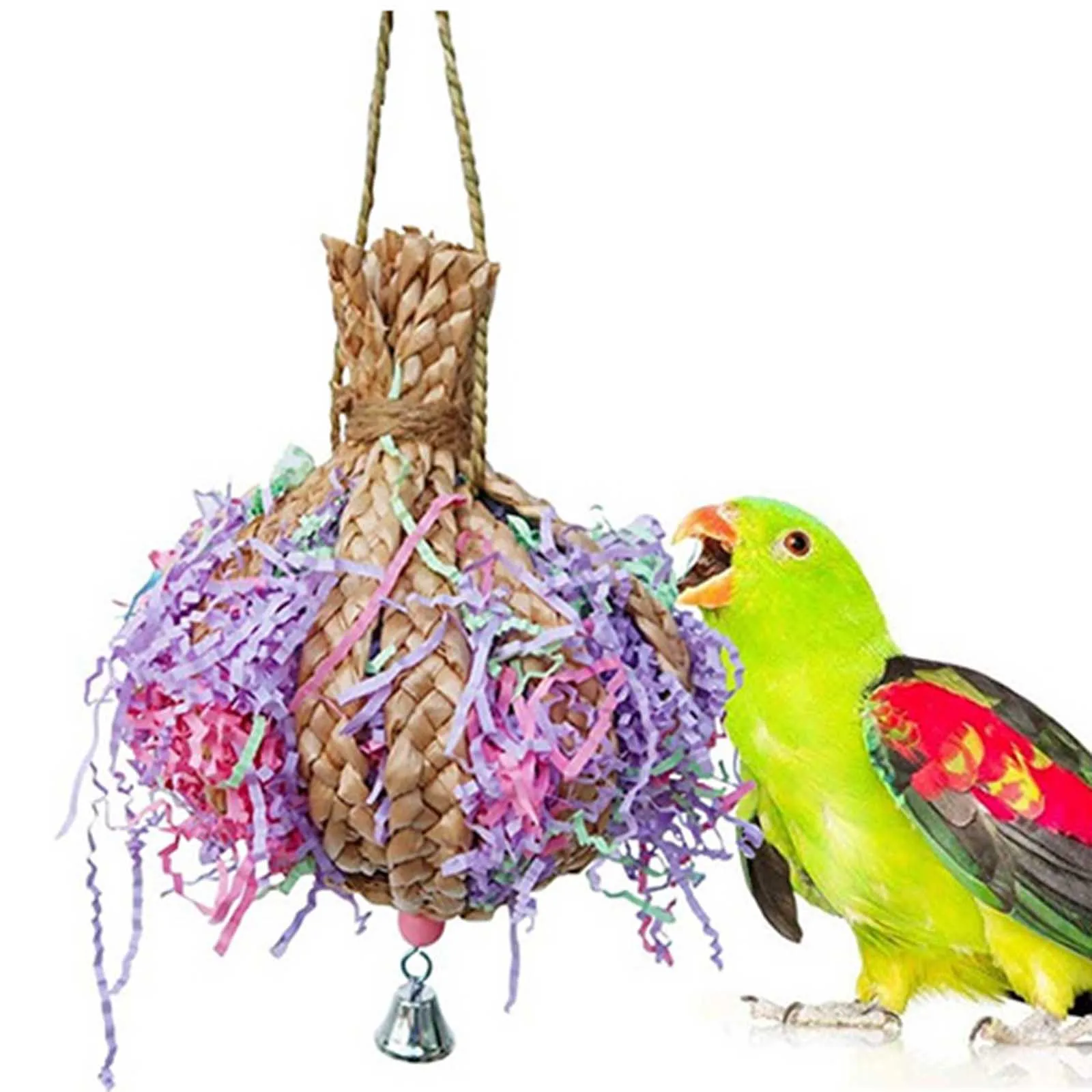 Bird Chewing Toys Foraging Shredder Toy Parrot Cage Multicolored Rattan Parrot Chewing Toy for Macaws and Parrots Bird Accs