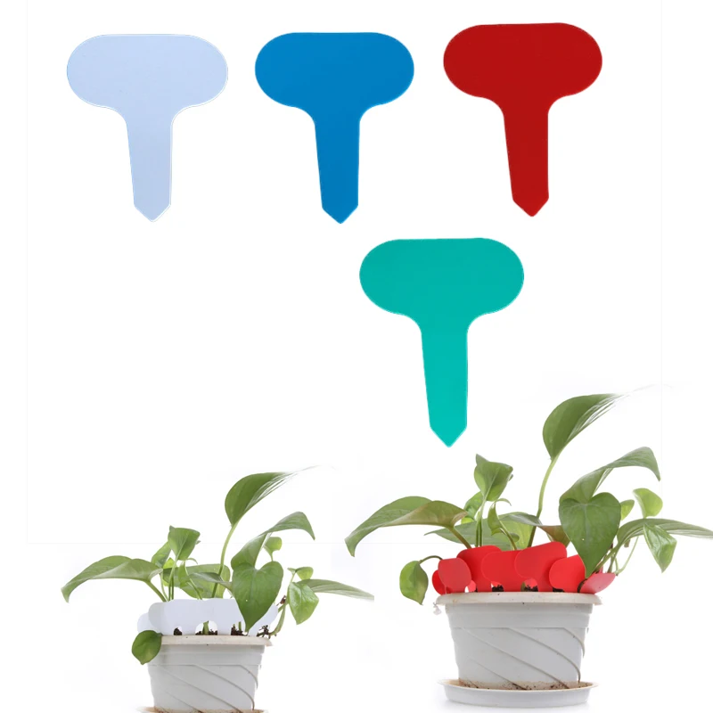 50pcs Nursery Garden Gray Plastic Plant T-type Markers Vegetable Plant Tags Nursery Home Garden Labels EL