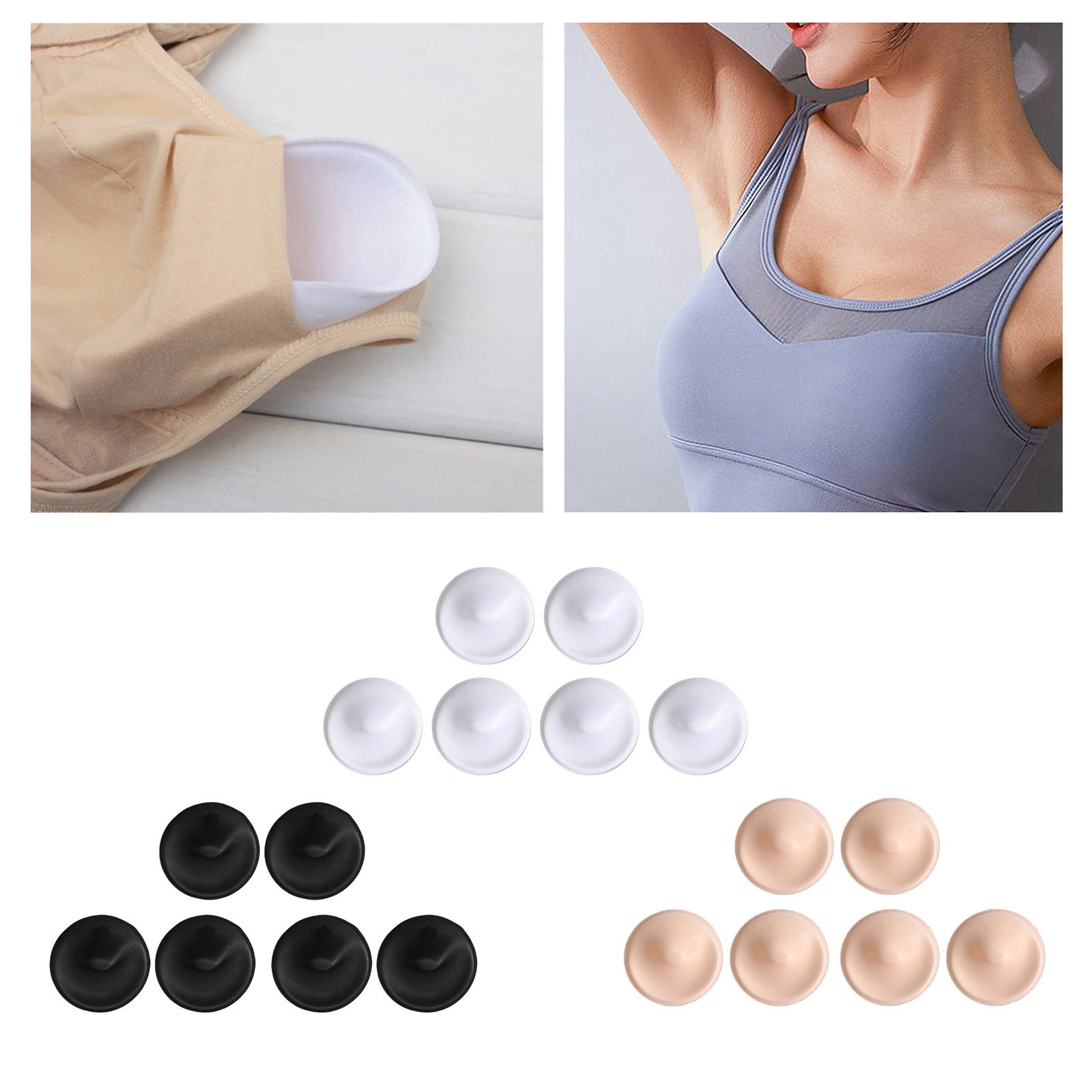 6Pcs Bra Pads Inserts Soft Round Push up Sew in Comfy Breast Enhancers Inserts Sport Bra Cups for Bikini Top Swimsuit Sports Bra