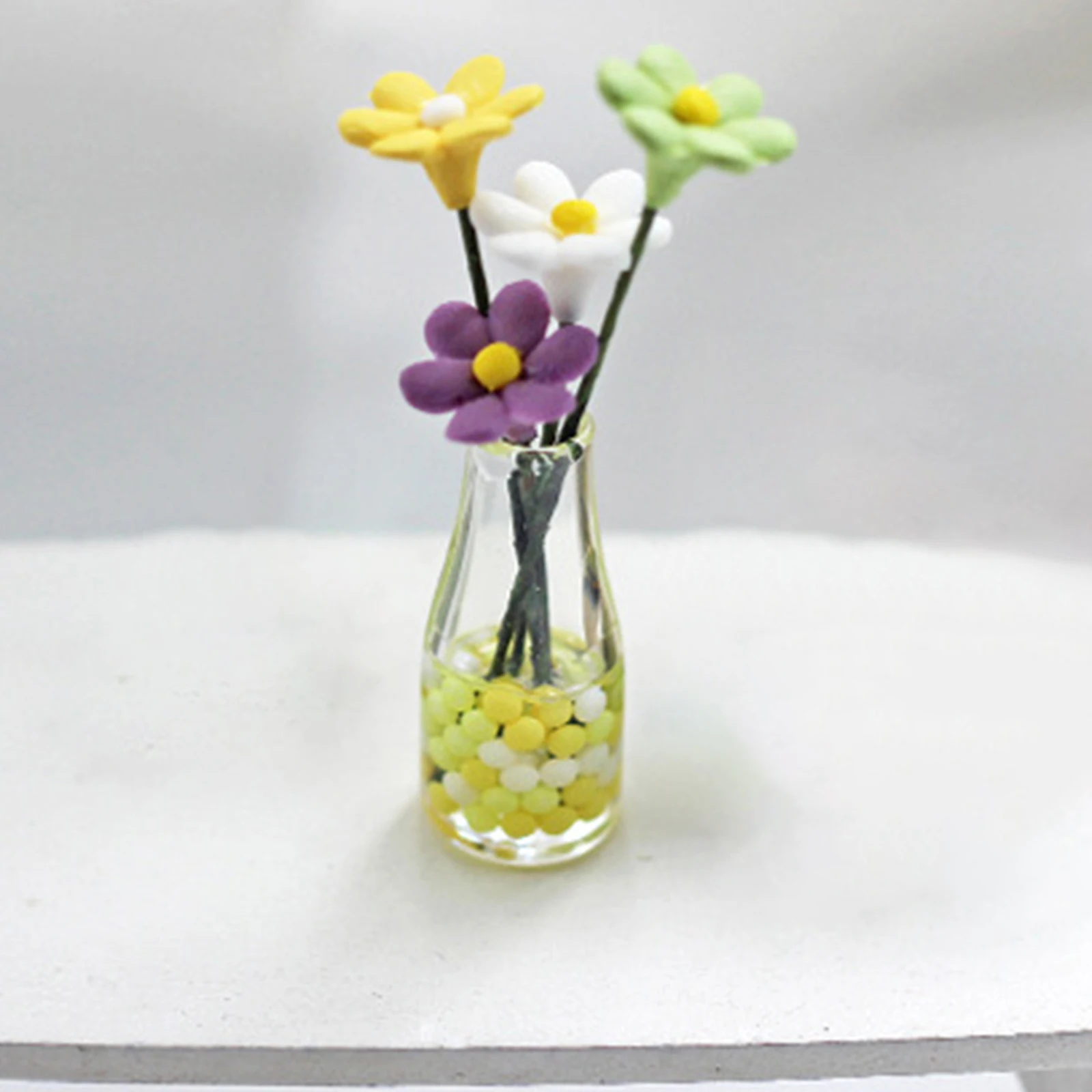 1:12 Dollhouse Miniature Accessories Daisy Flower Bottles Living Room Decor