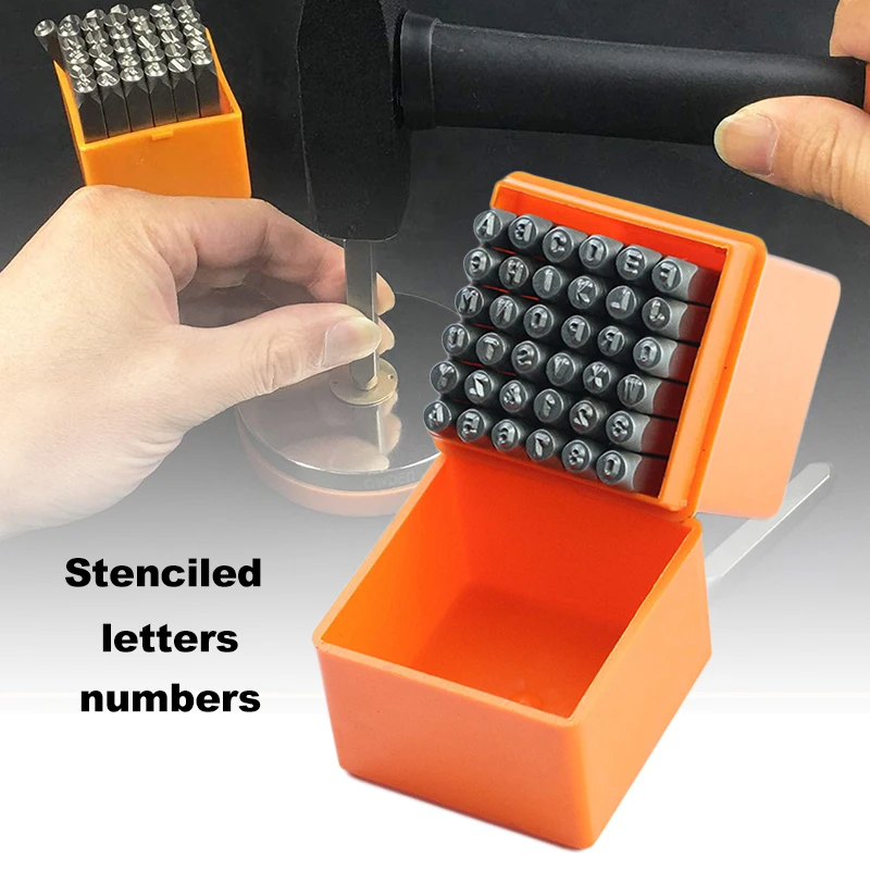 36pc 3mm Numéro de lettre en acier Stamp Punch Set Timbres métalliques de 