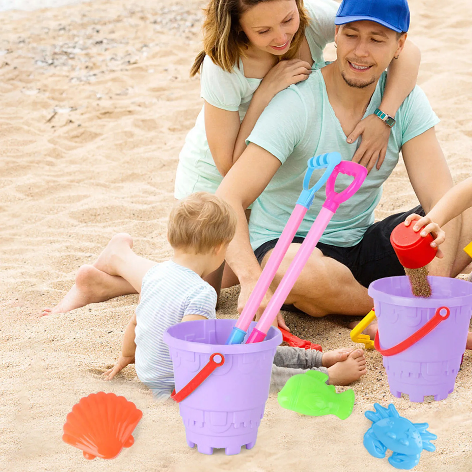 Ideal For Beach/Sandpit Pink Marble Effect Castle Bucket & Spade Beach Set 