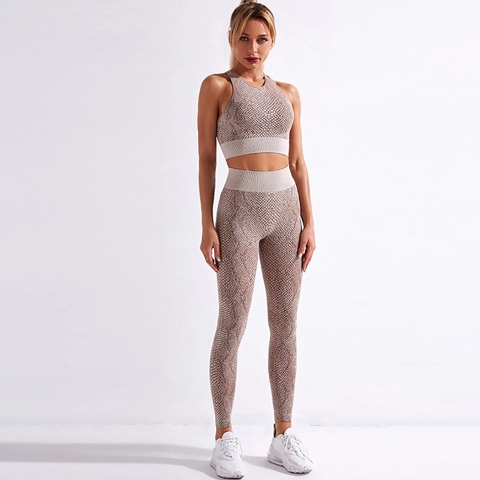 GRT Fitness H17f287d0085e4ae898e4066c6fab0740M Seamless Women Yoga Set Workout Shirts Sport Pants Gym Clothing Short Crop Top High Waist Running Leggings Sports Set 2021  