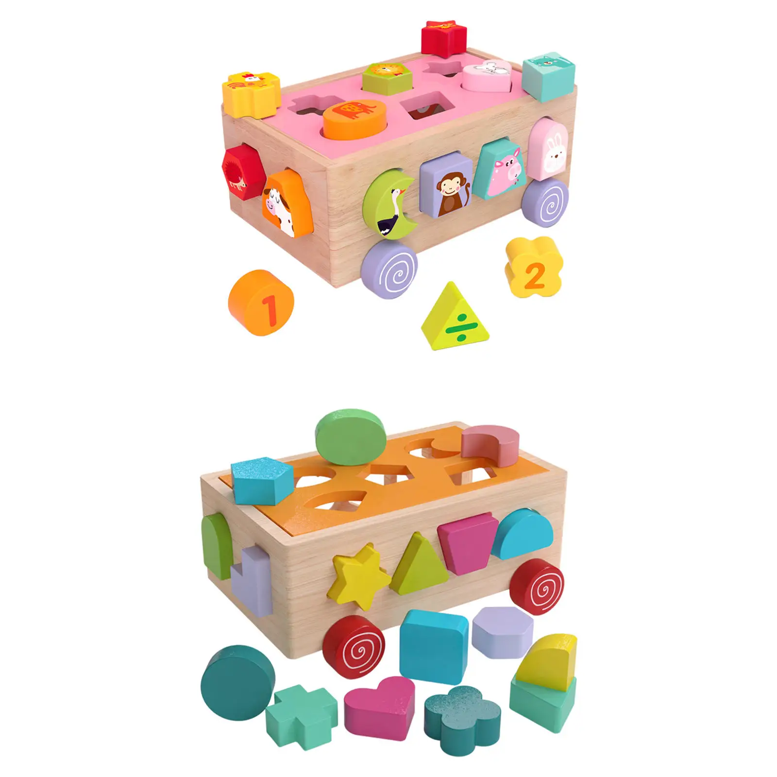 Shape Sorting Cube Gifts Geometry Learning Early Educational DIY Montessori Shape Sorter Puzzle for Boys & Girls Children Baby