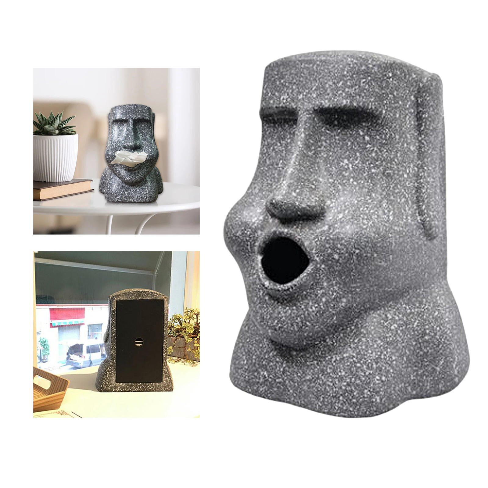 Tissue Box Holder, Moai Sculpture Collectibles Wet Wipes Dispenser for Living Room
