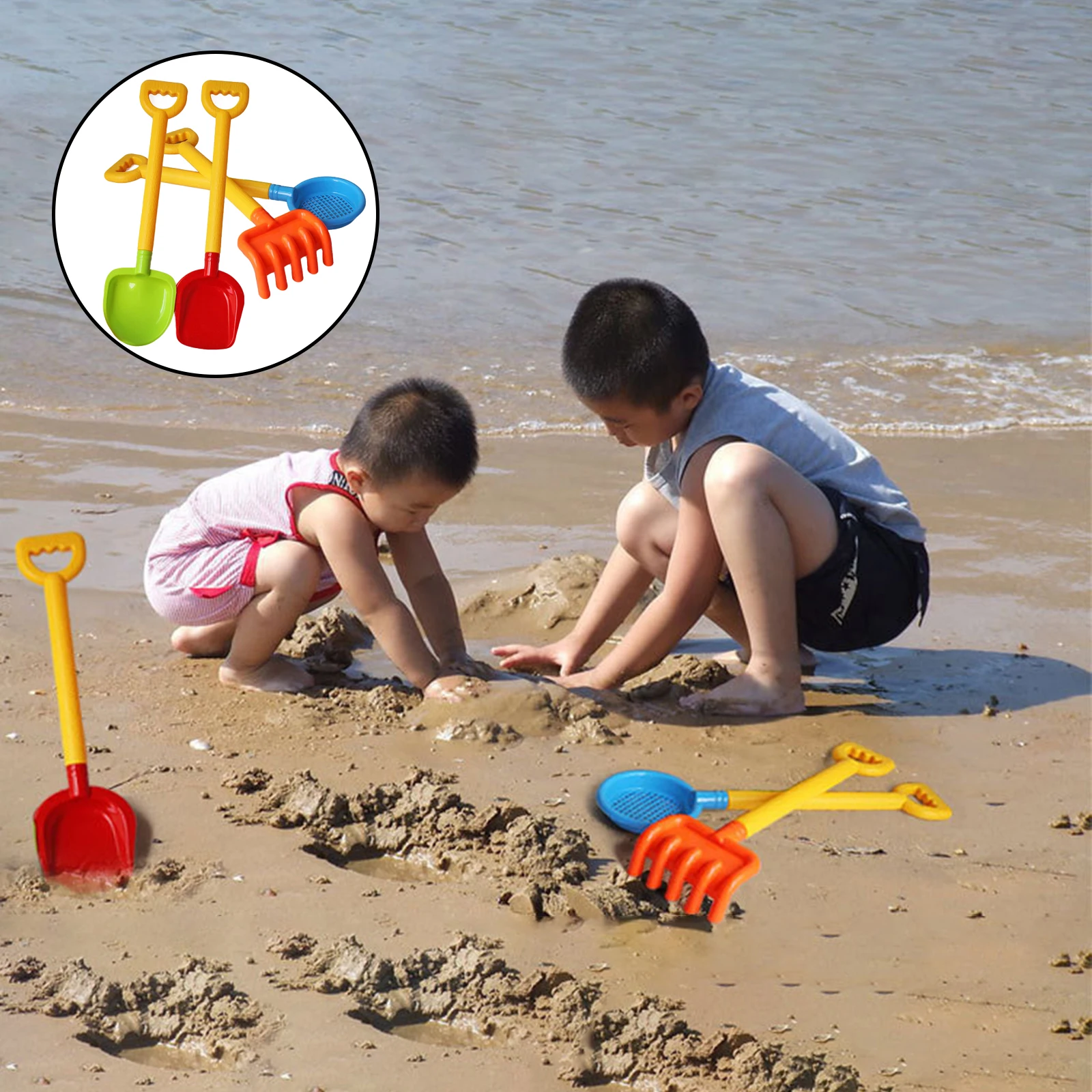 4x Sand Shovel Rake Beach Pit Play Kids Seaside Water Tools Toys