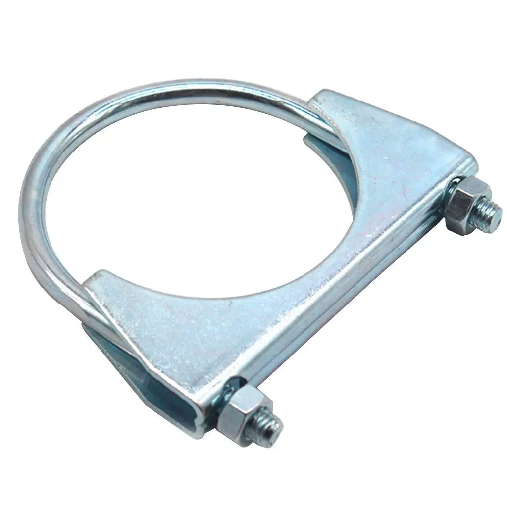 6 Heavy Duty Saddle Style U-Bolt Muffler Clamps with Anti-Rust Coat and Multiple Uses 