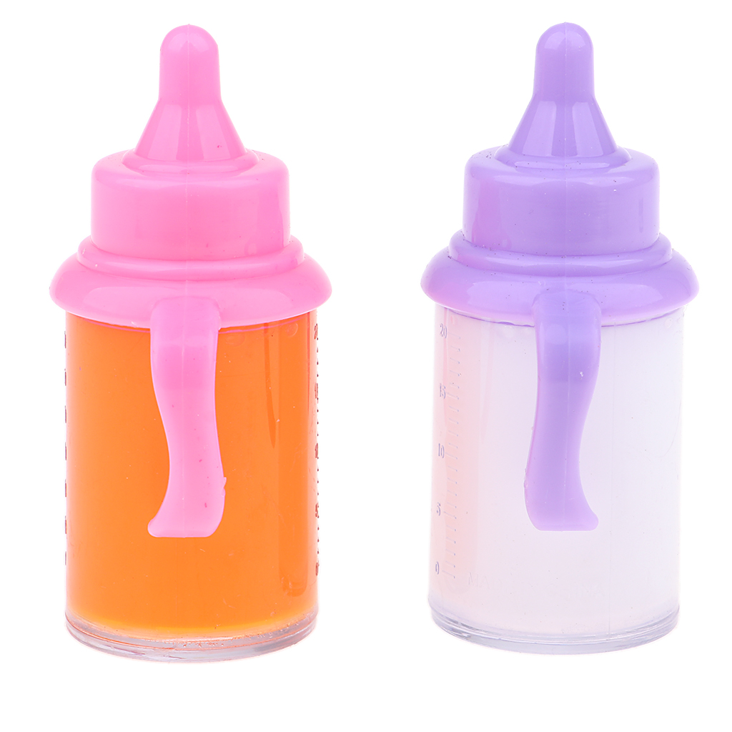 Newborn Baby Doll Magic Feeding Bottle Milk Carrot Juice Bottle With Two Handles Liquid Disappearing Drinking Bottle 2 Pieces