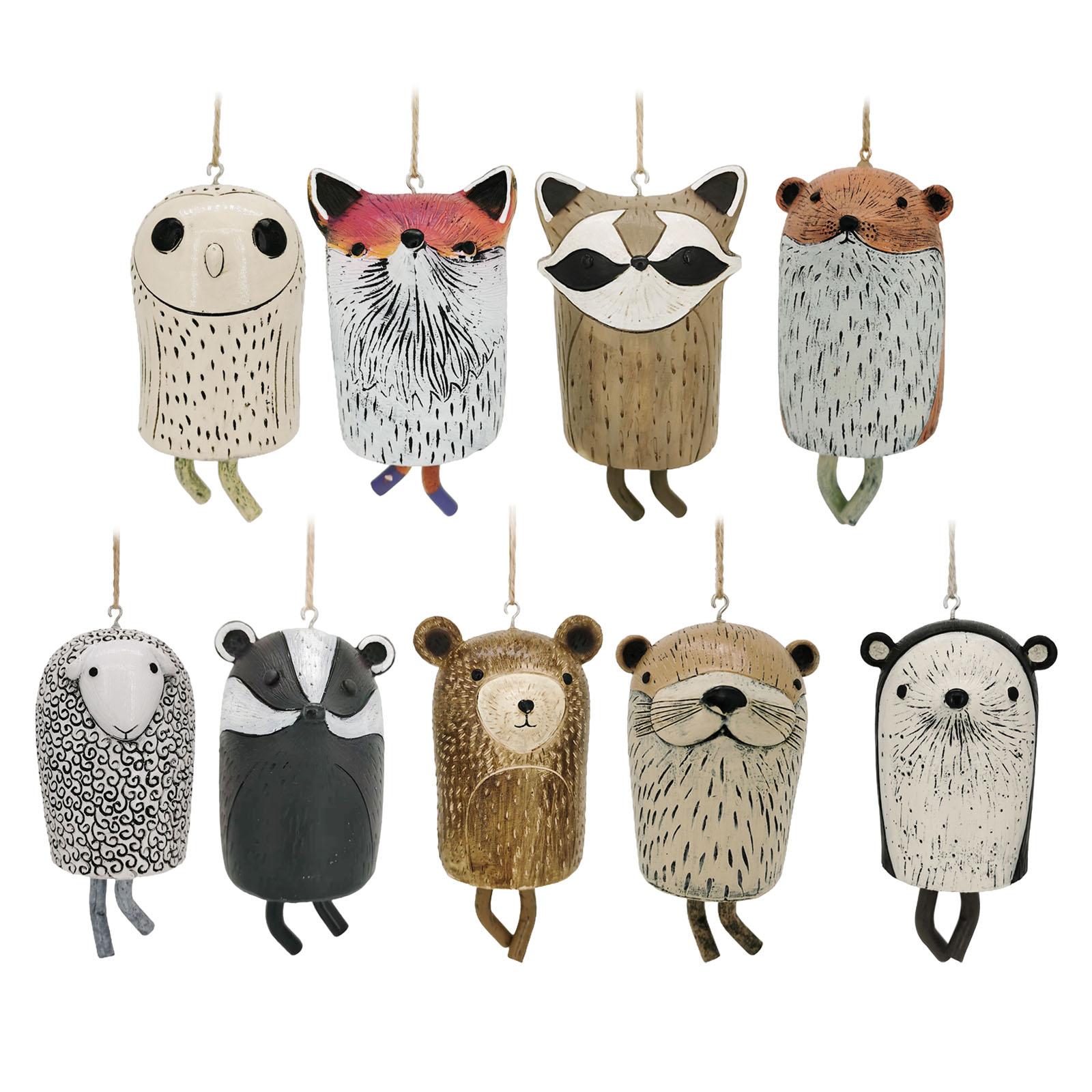 Resin Rustic Animal Wind Chimes Hanging Abstract Art Aeolian Bell Pendant for Church Home Garden Backyard Decorative