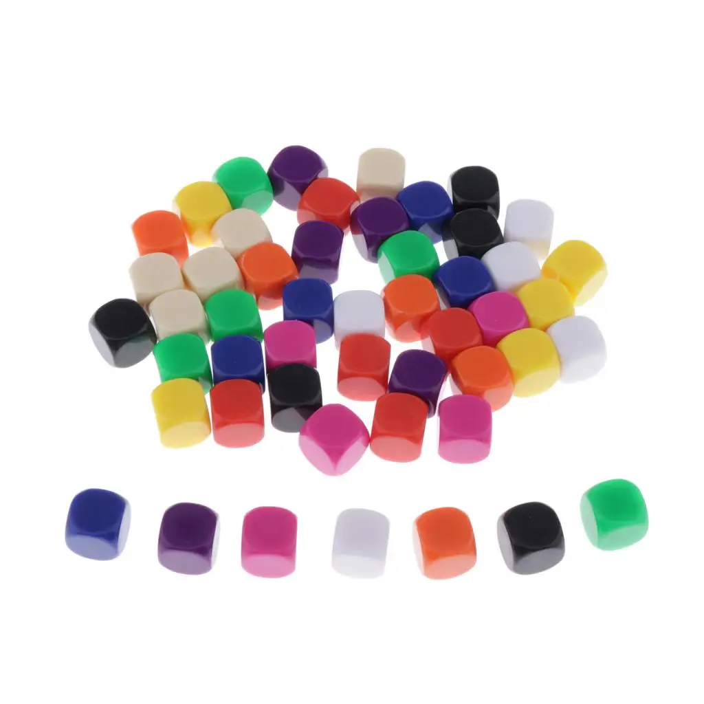 16mm Acrylic Blank Colorful Dice Cubes - D6 Dice for Board Games, DIY, Fun and