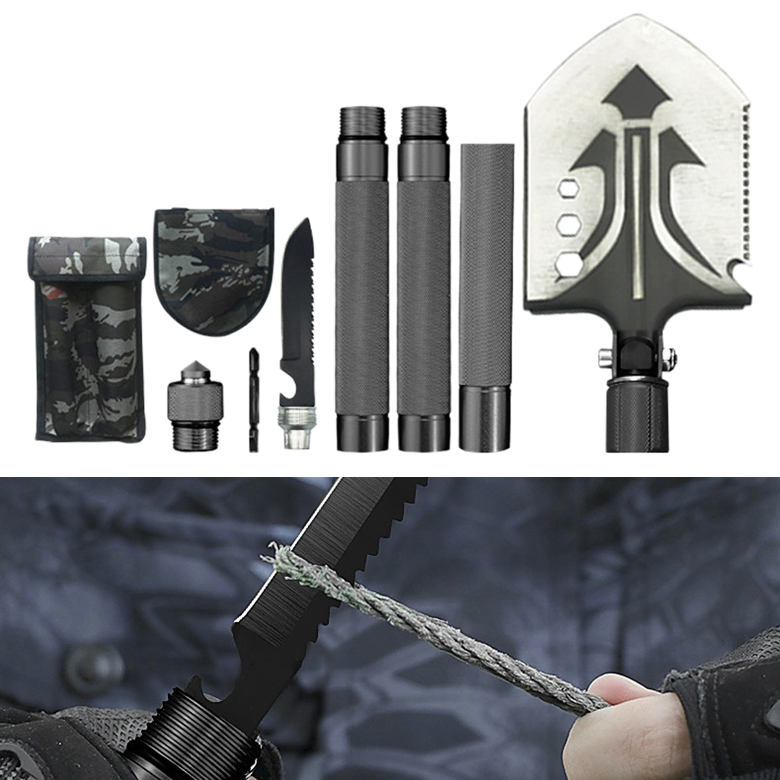 Tactical Camping Multifunction Snow Shovel Outdoor Survival Folding ToolS