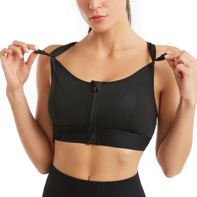 Front Zipper Sports Bra For Women Gym Plus Size 5XL Velcro Adjustable  Fitness Yoga Shockproof High Support All-in-one Bras Top