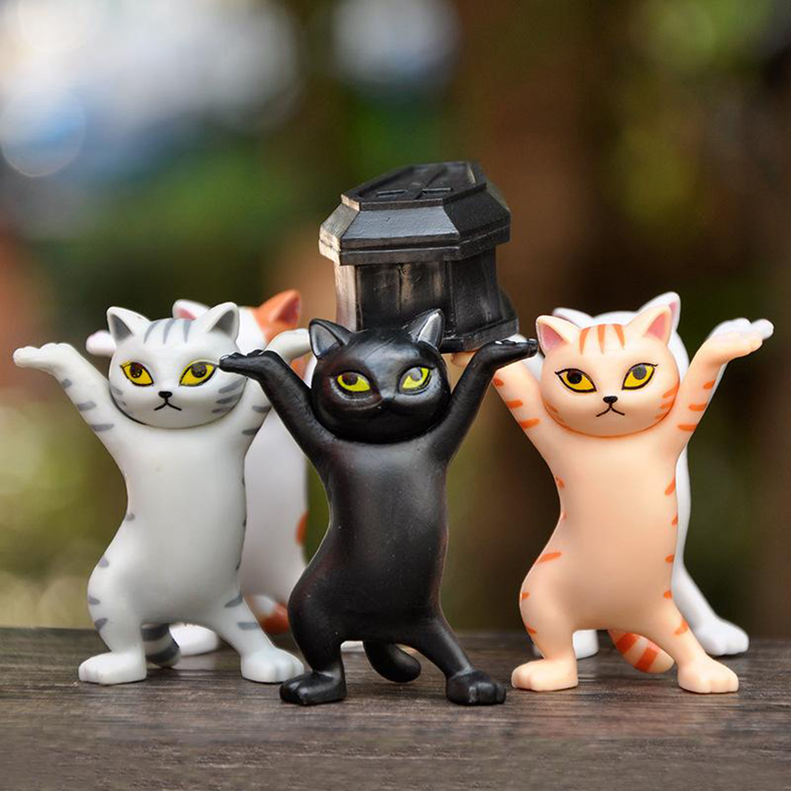 5 pcs Cat Pencil Holder Coffin Dance Team Models Toys Funny Accessories DIY Creative Desktop Gadgets Cat Ornament for Christmas