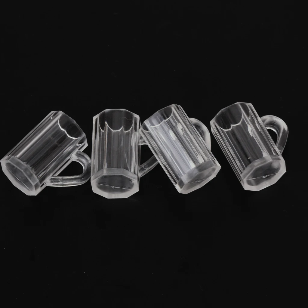 4pcs 1/12 Dollhouse Mini Wine Glass Mug Plastic Dollhouse Accessory