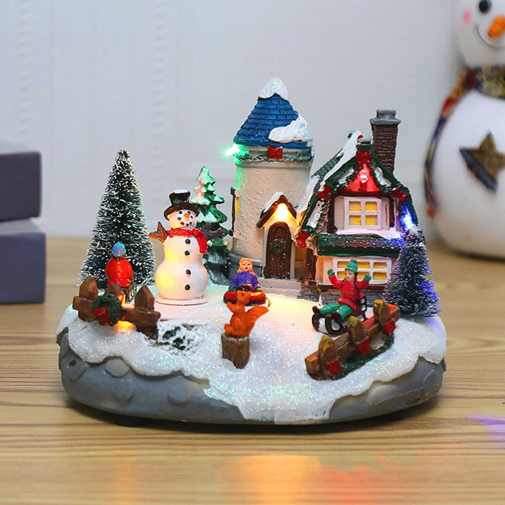 Resin Christmas Village Houses Musical Winter Collection Snow Scene for Kids Adults Teens