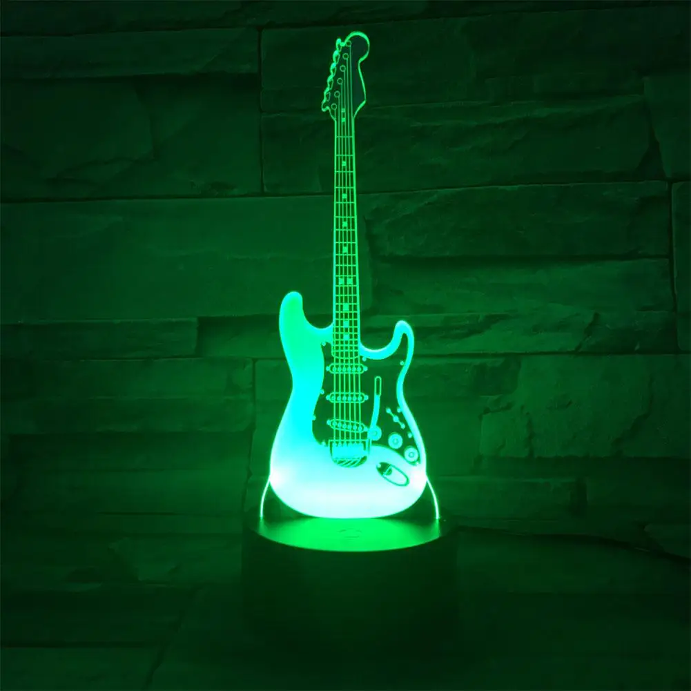 battery night light Guitar Shape 3D Acrylic Electric LED Night Light 7 Color Change Desk Table Lamp night lights for adults