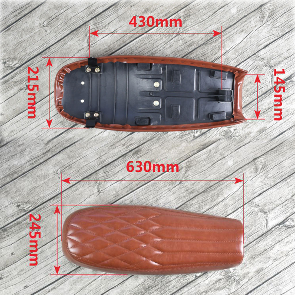 dolity Motorcycle Vintage Cafe Racer Saddle Seat Stylish Rhombus and Line, Waterproof Artificial Leather