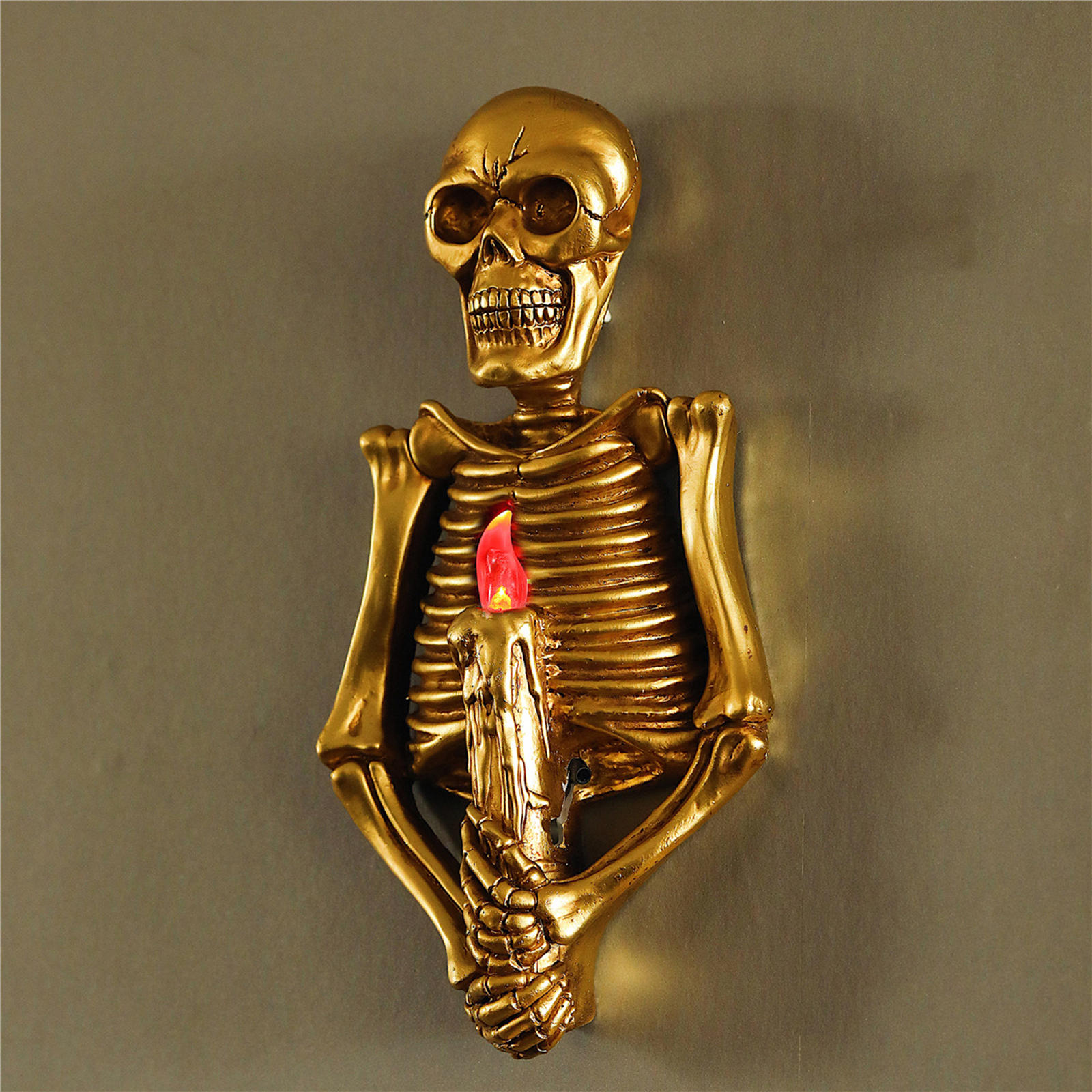Horror Skull Night Light Skeleton Halloween Wall-Mount Flame Light Decor Toy