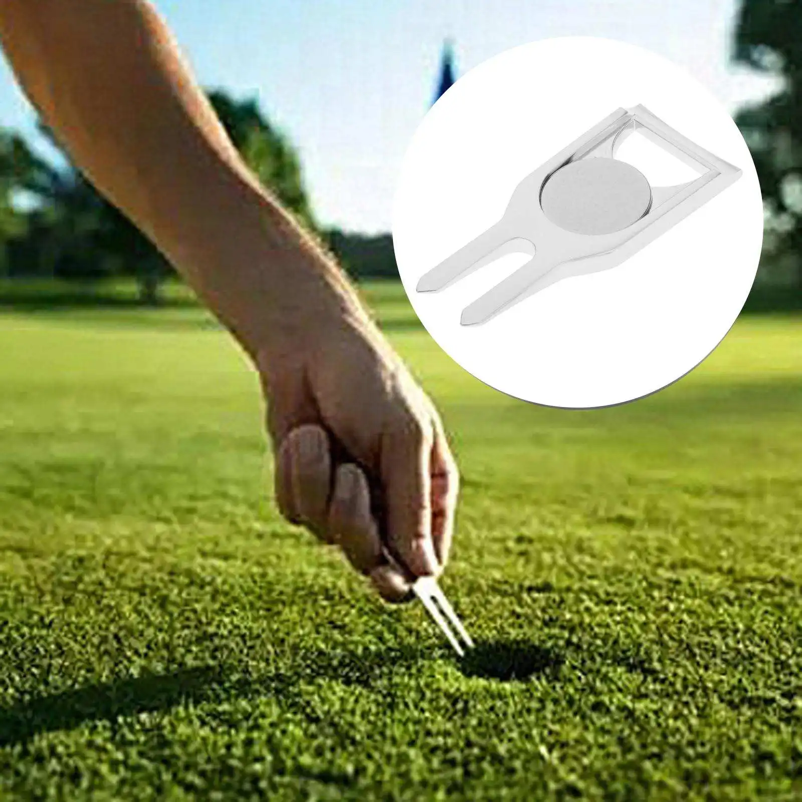 Golf Pitch Mark Score Counter Training Aids Foldable Multifunctional Lawn Golf Divot Portable Putting Green Fork Repair Tools