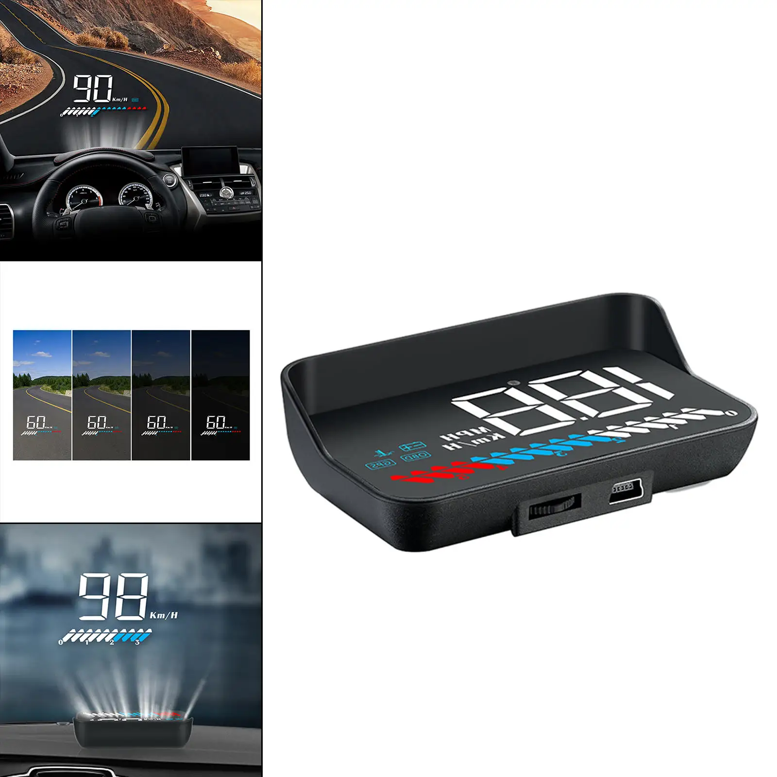 Head up Display Car HUD OBD2 GPS Windshield Safty Driving for Vehicles Truck