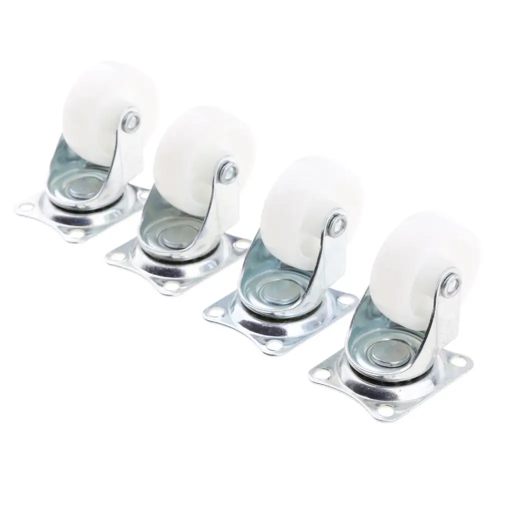 4 x Heavy Duty 40mm PP Swivel Castor Wheels Trolley Furniture Caster White Wear-Resistant, Smooth, Silence