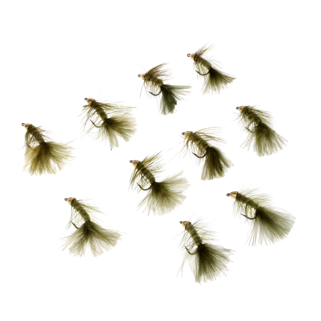Details about   10pcs 1.8 '' Olive Wooly Bugger Flies Perlenkopf Nymphenfliegen Insekten Wet 