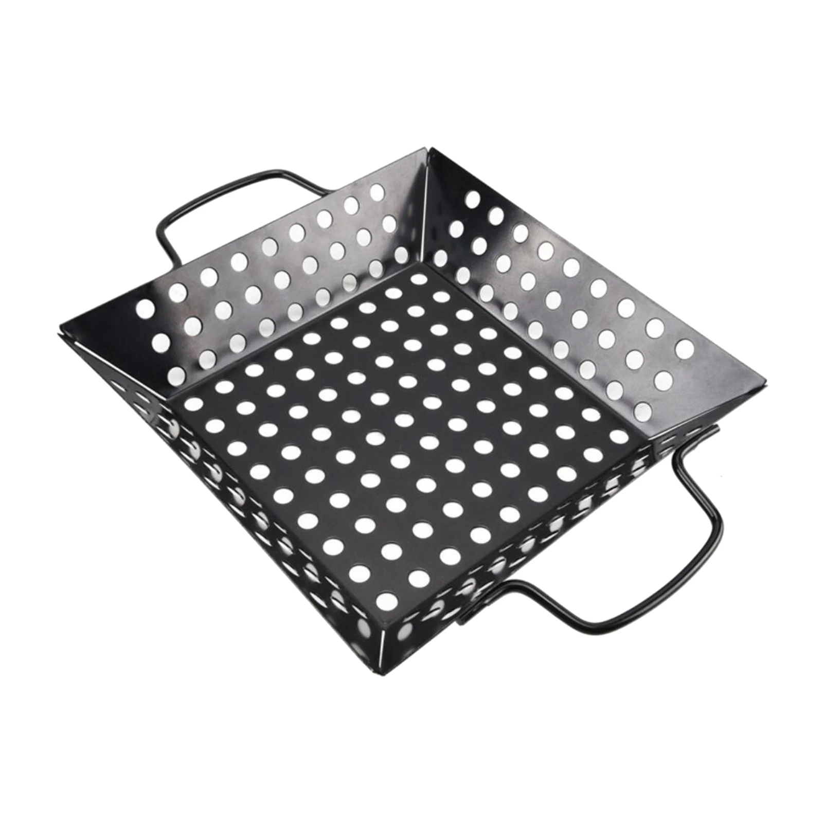 Non Stick Carbon Steel BBQ Vegetable Grill Square Grilling Basket Pan Outdoor Barbecue Utensils Grilling Tray for Meat Seafood