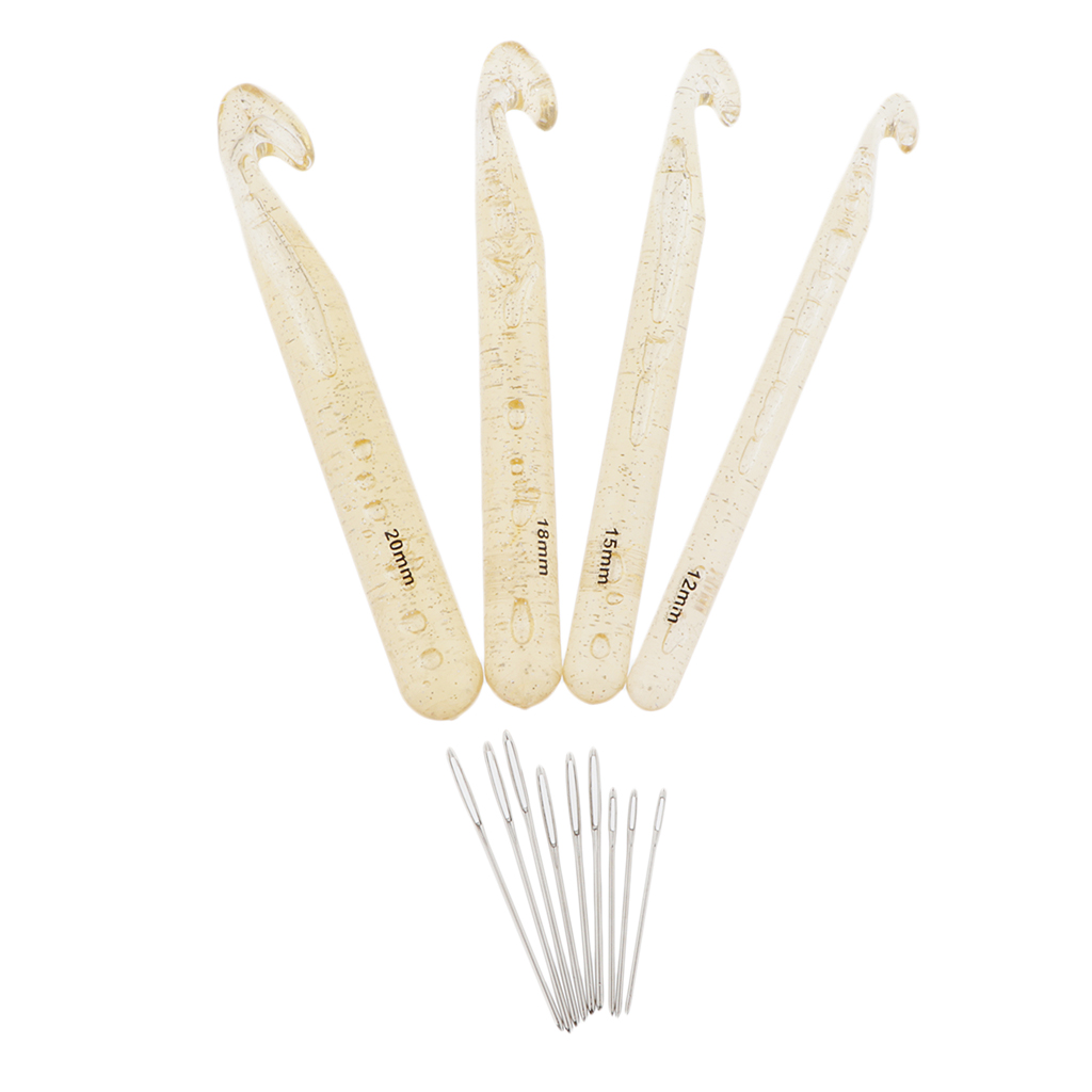 Huge Crochet Hook Set,9 Pieces Large-Eye Blunt Needles,12mm-20mm Large Size Yarn Crochet Hooks Needles with Tapestry Needle