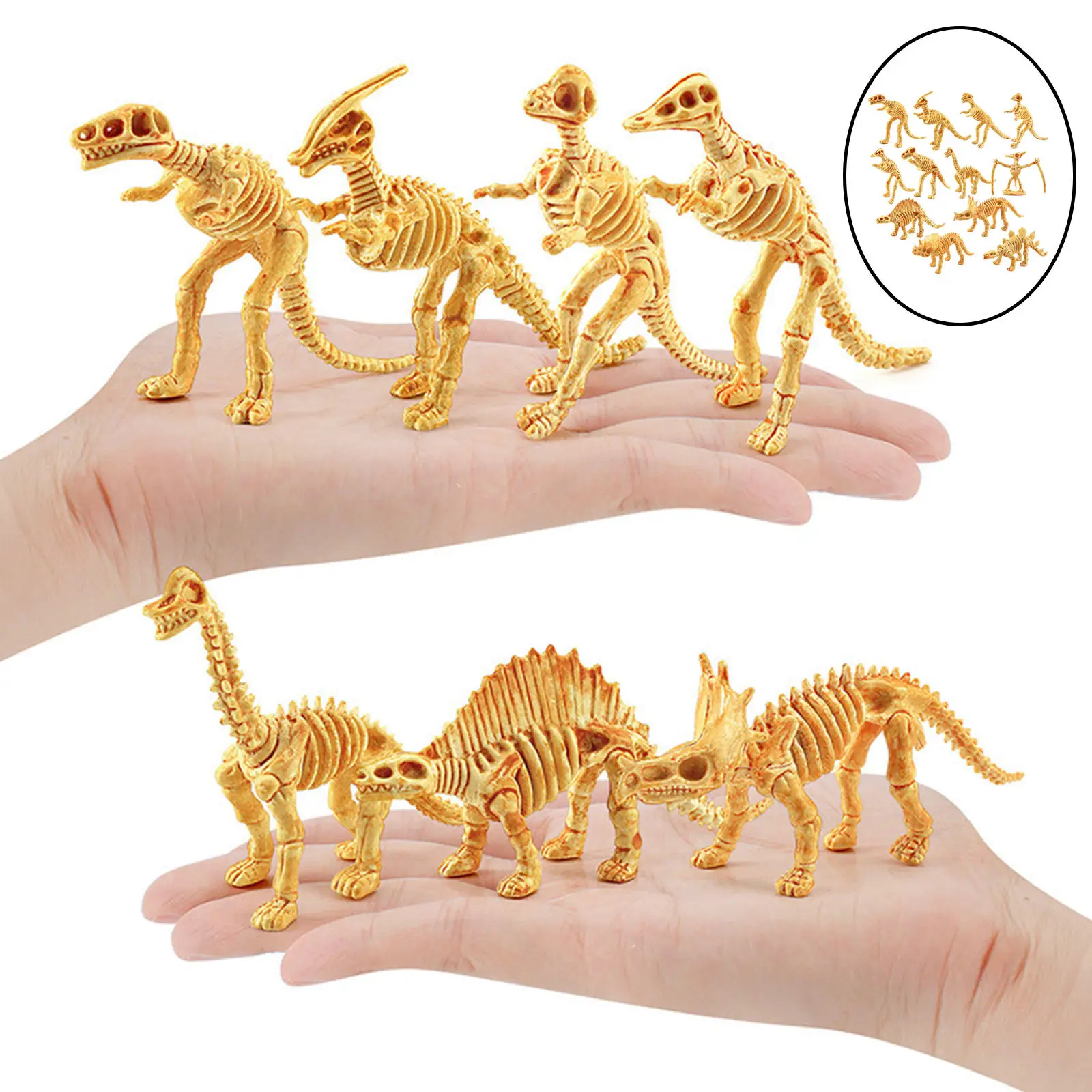 12X Various Plastic Dinosaurs Fossil Skeleton Dino Figures Kids Toy Gift Nice HG 
