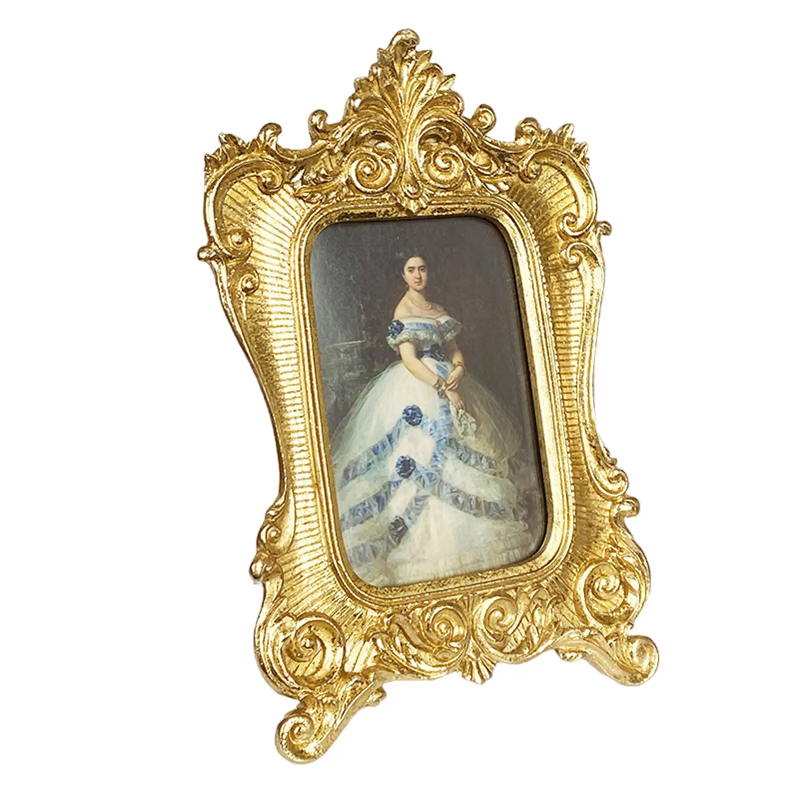 European Style Photo Frame Wall Desktop Resin Retro Gold Textured Decoration Embossed Ornate Vintage Picture Frame