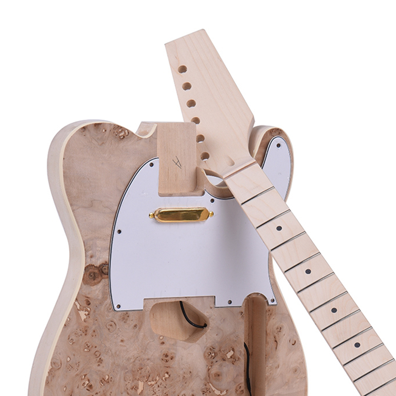 Unfinished Electric Guitar Kits 6 Strings Burl Surface DIY Electric Bass Kits Luthier Guitar Lover Gift