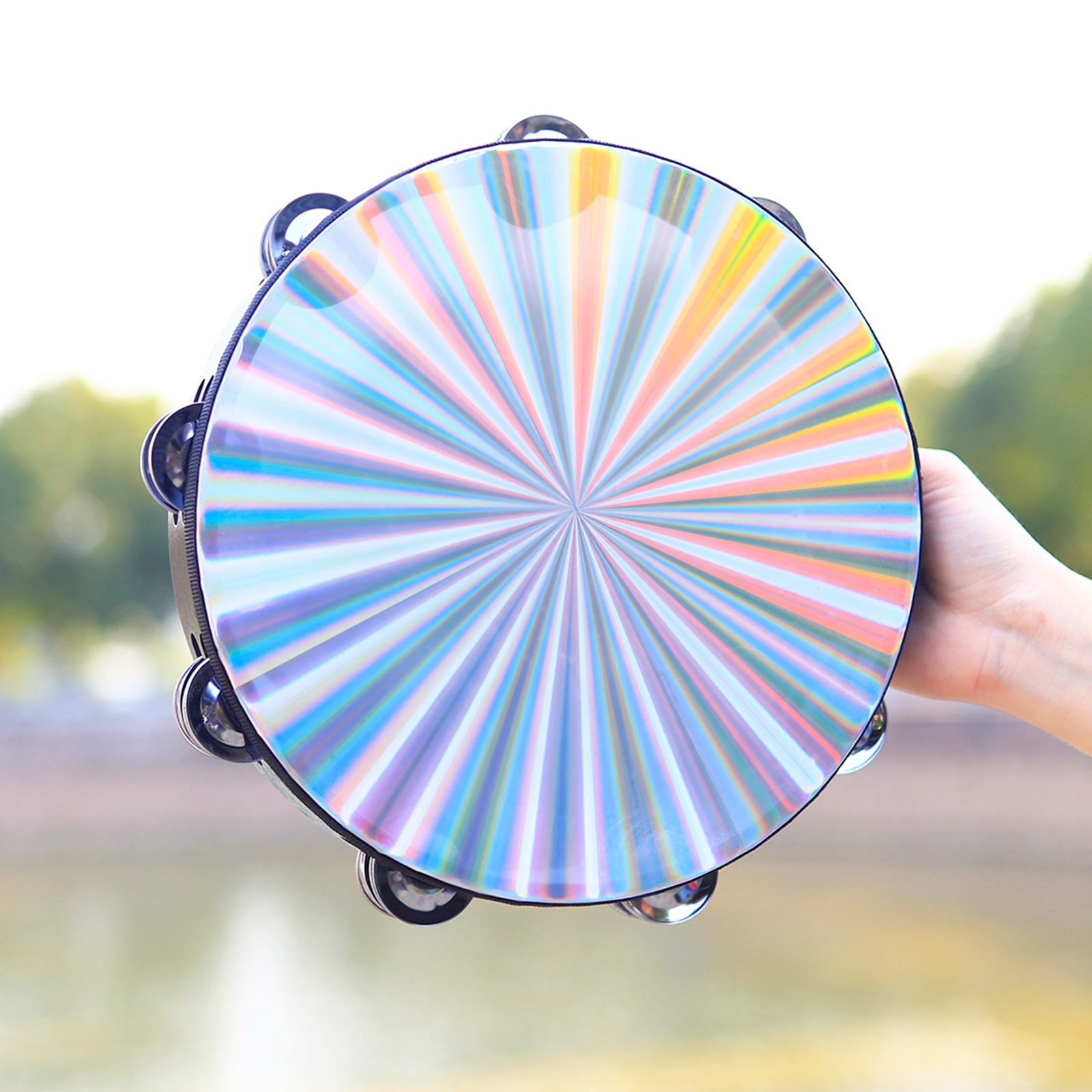 Tambourine Double Row Jingle Percussion Instrument for Church 10