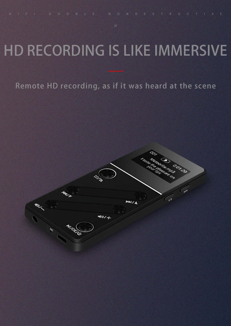 Original Metal MP3 Player 32GB HiFi Dual Mini Portable with Radio FM Recording E-book Lossless Music Player with Headphones