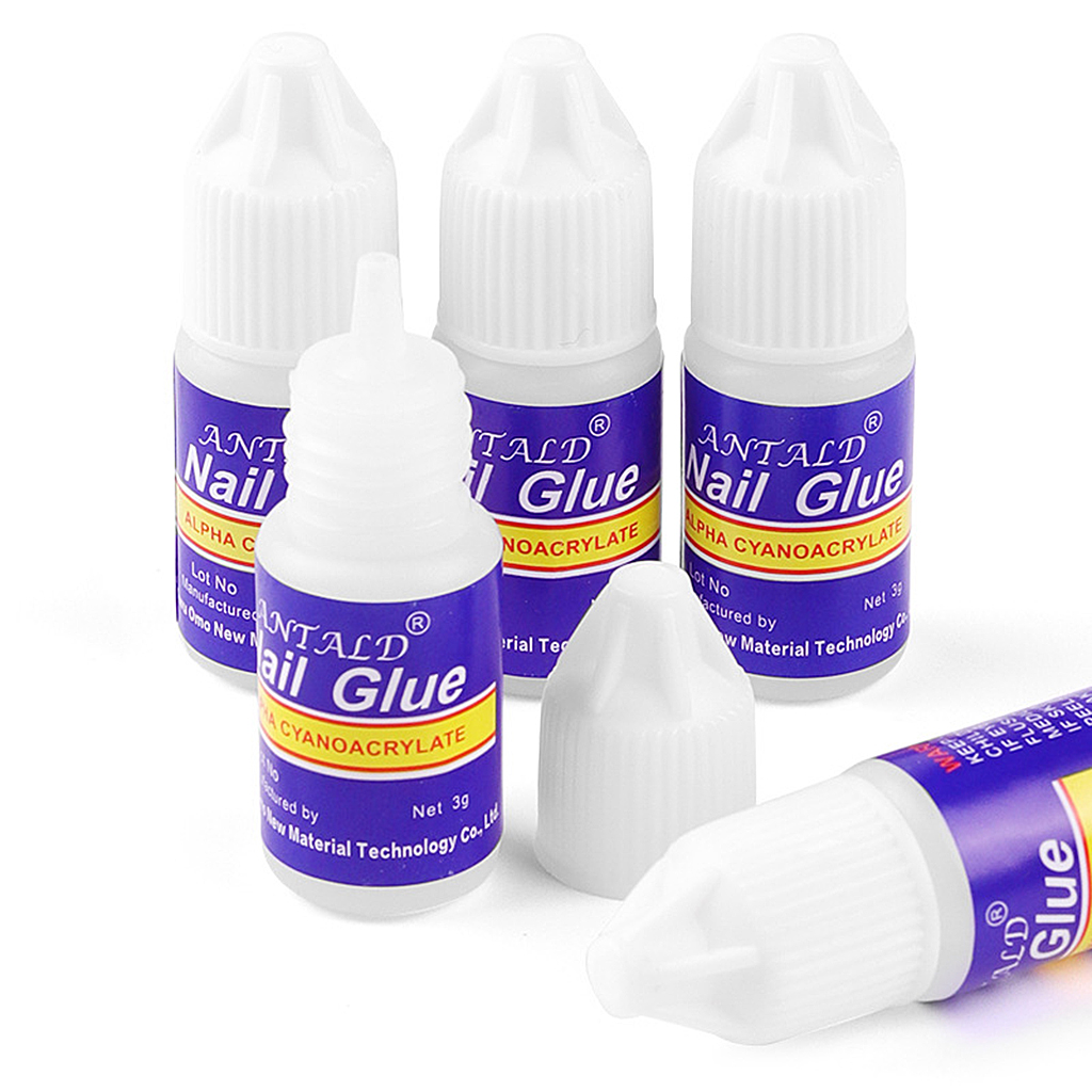 5 Bottles 3g Nail Glue Clear Strong Adhesive Acrylic False Nails Nail Adhesive Suitable for Sticky Nails Rhinestone