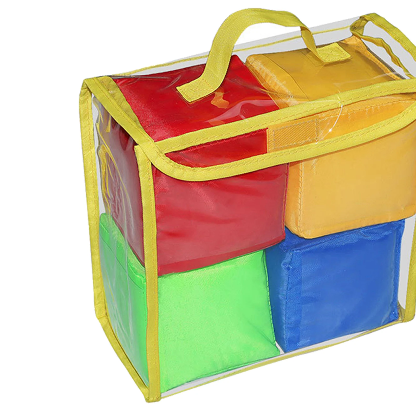 4x 10cm Playing Game Dices Set Soft Foam Cubes with Clear Pockets Customizable Learning Cubes