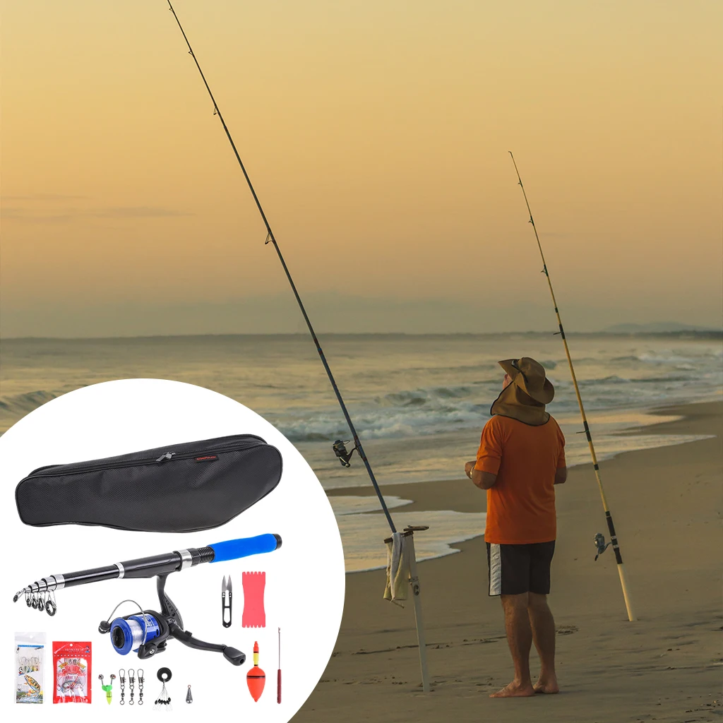 Fishing Pole, Portable Telescopic Fishing Rod and Reel Combo Kit - Fishing Reel for Adults