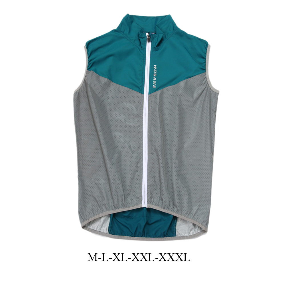 Reflective Men Cycling Vest Windproof Bike Bicycle Running Vest with Back Zipper Pocket Reflective Clothing