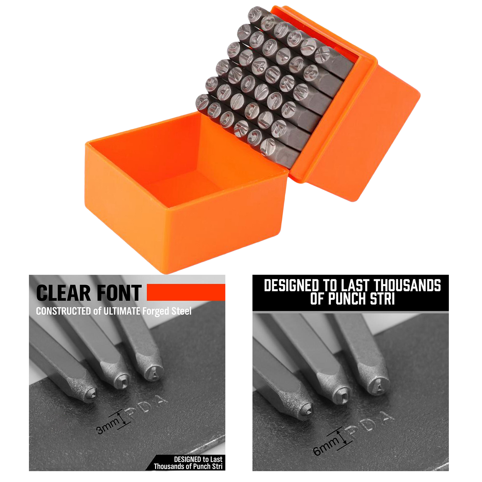 36pcs Number & Capital Letter Stamp Set (A-Z & 0-9) Punch Set for Imprinting Metal, Plastic, Wood, Leather