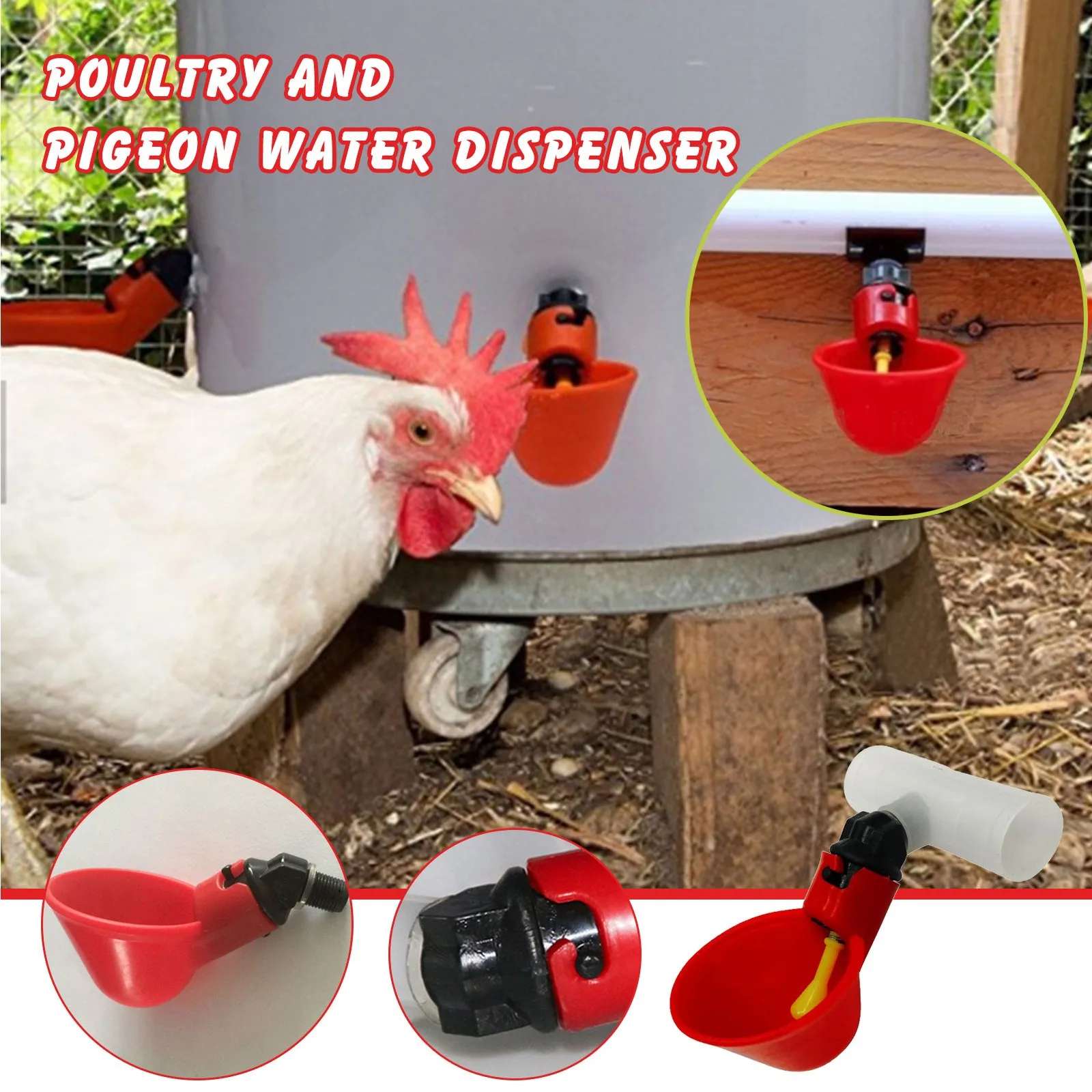 5/10Pcs Automatic Poultry Bird Chicken Water Drinker Cup Plastic Drinking Bowl 