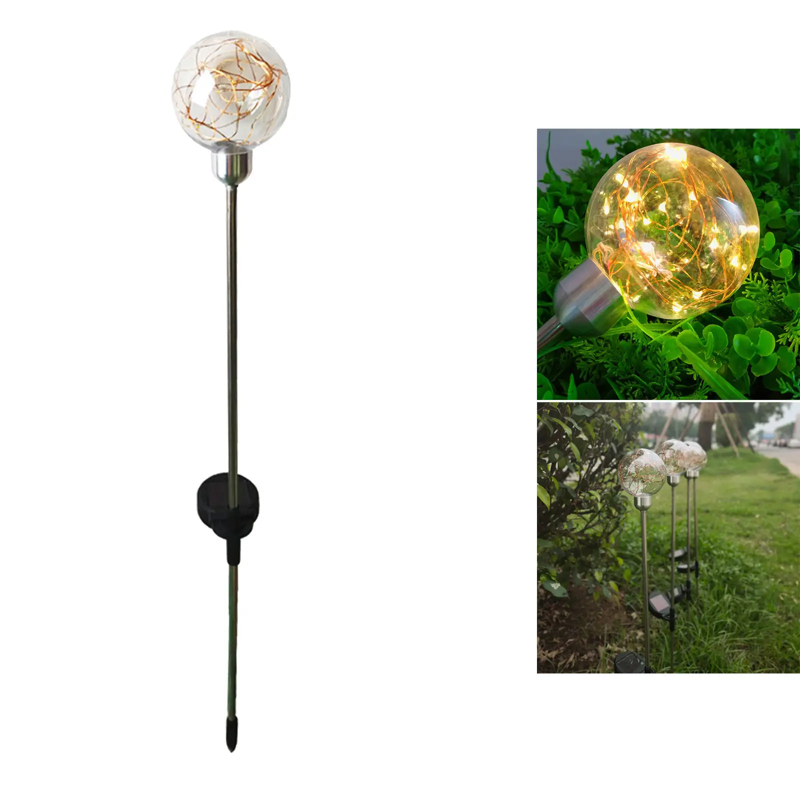 Garden Solar Pathway Light Waterproof Path Yard Patio Ground Stainless Steel Ball Shape Led Lights for Wedding Party Decorative